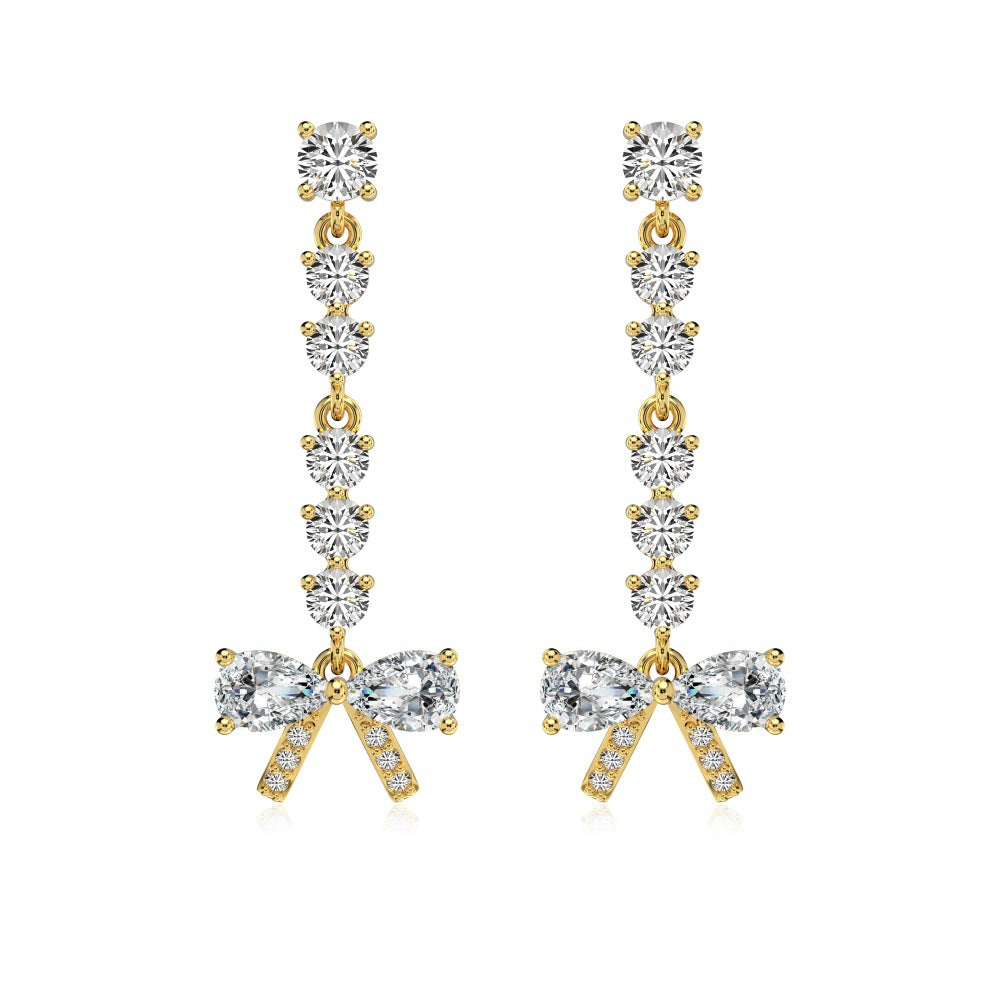 Silver S925 Zirconium Bow Earrings