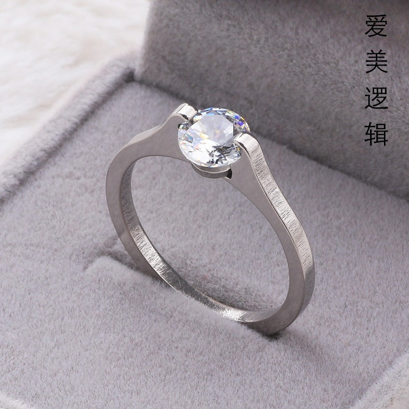 Diamond Ring Titanium Steel