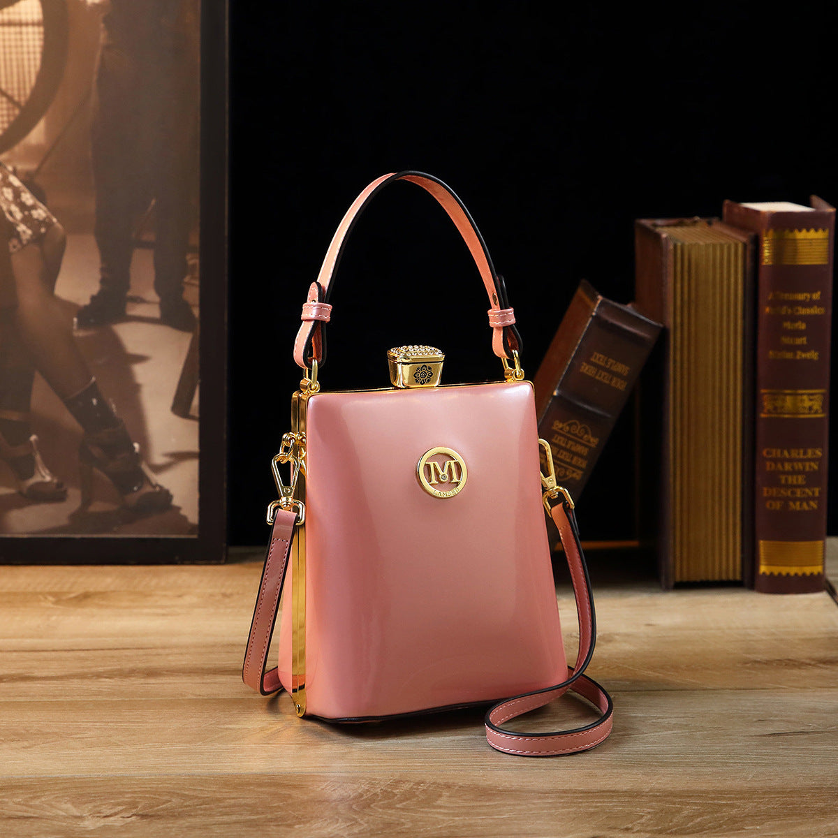 Patent Leather Glossy One Shoulder Can Be Crossbody Bag