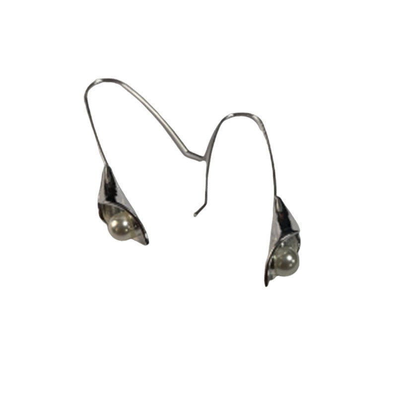 Silver Inlaid Pearl Dark Night Earrings