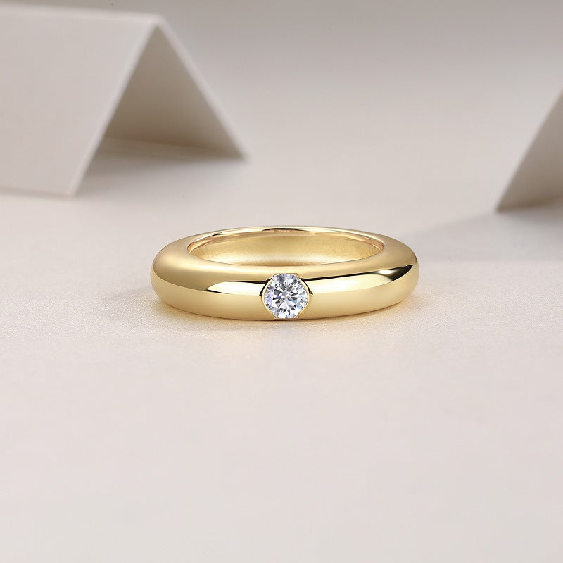 S925 Silver Plated K Yellow Moissanite Closed Women's Ring