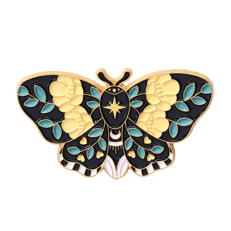 Cartoon Cute Moth Butterfly Insect Golden M Badge Biology Subject Student Bag Ornament Brooch Accessories