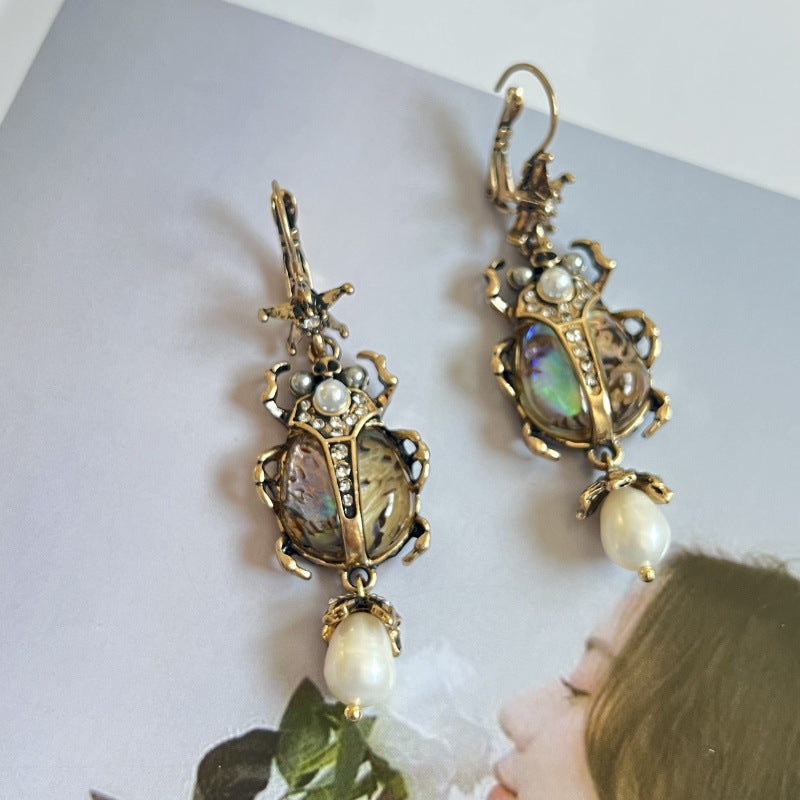 Vintage Court Style Shell Baroque Freshwater Pearl Earrings