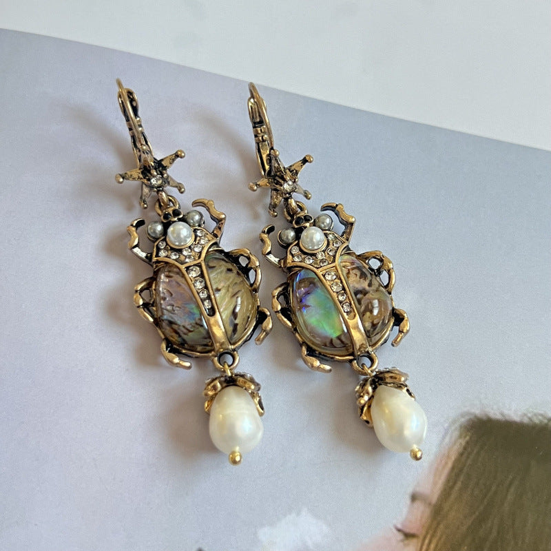 Vintage Court Style Shell Baroque Freshwater Pearl Earrings