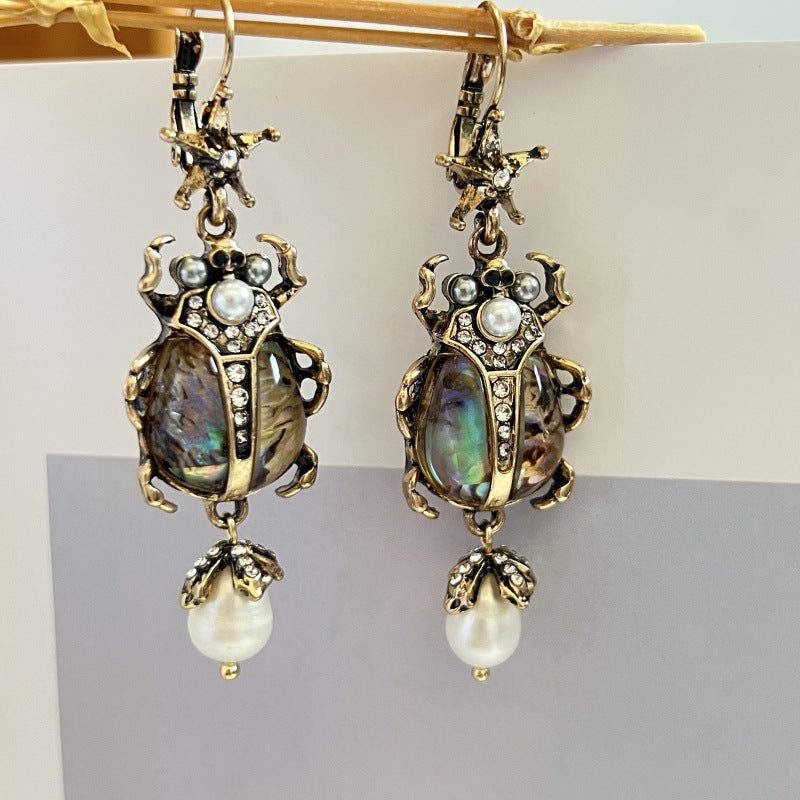 Vintage Court Style Shell Baroque Freshwater Pearl Earrings