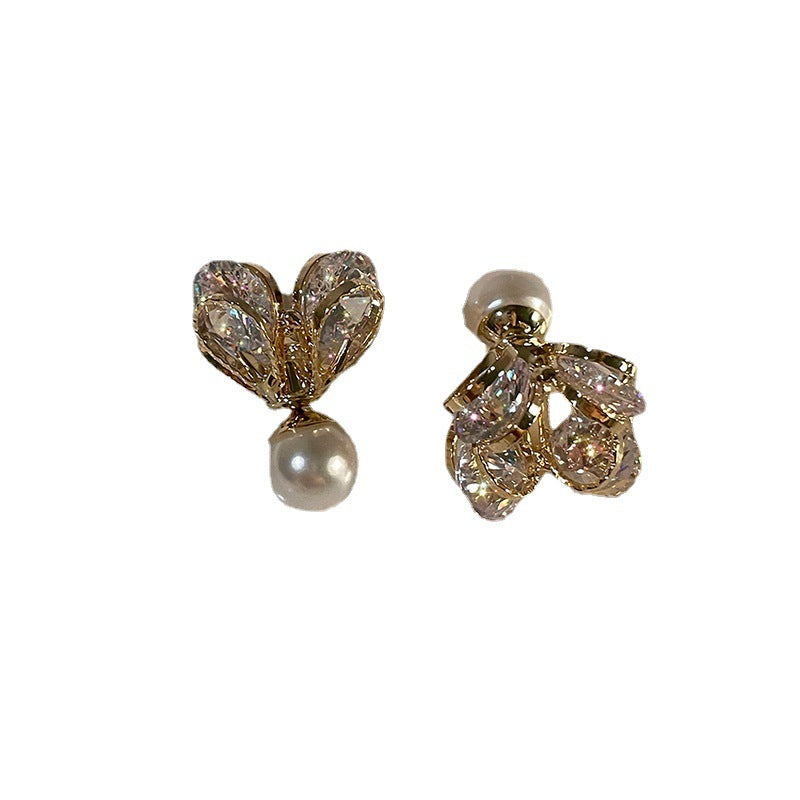 Fashion Personalized Zircon Heart Pearl Earrings