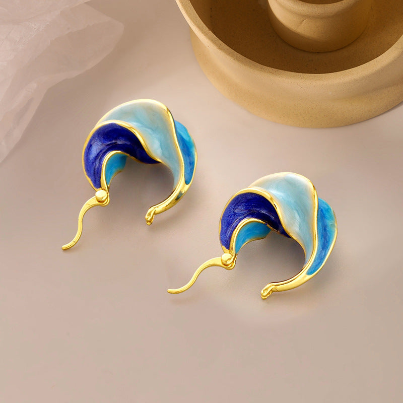 Retro Minority Temperament Wild Enamel Spira Earrings