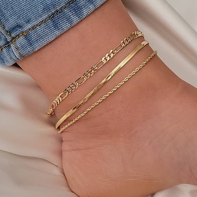 Stylish Women's Simple Personality Multi-layer Anklet Suit