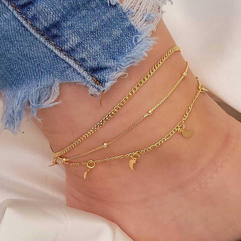 Stylish Women's Simple Personality Multi-layer Anklet Suit