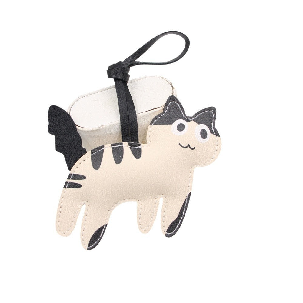 Cute Leather Cow Kitten Leather Backpack Keychain
