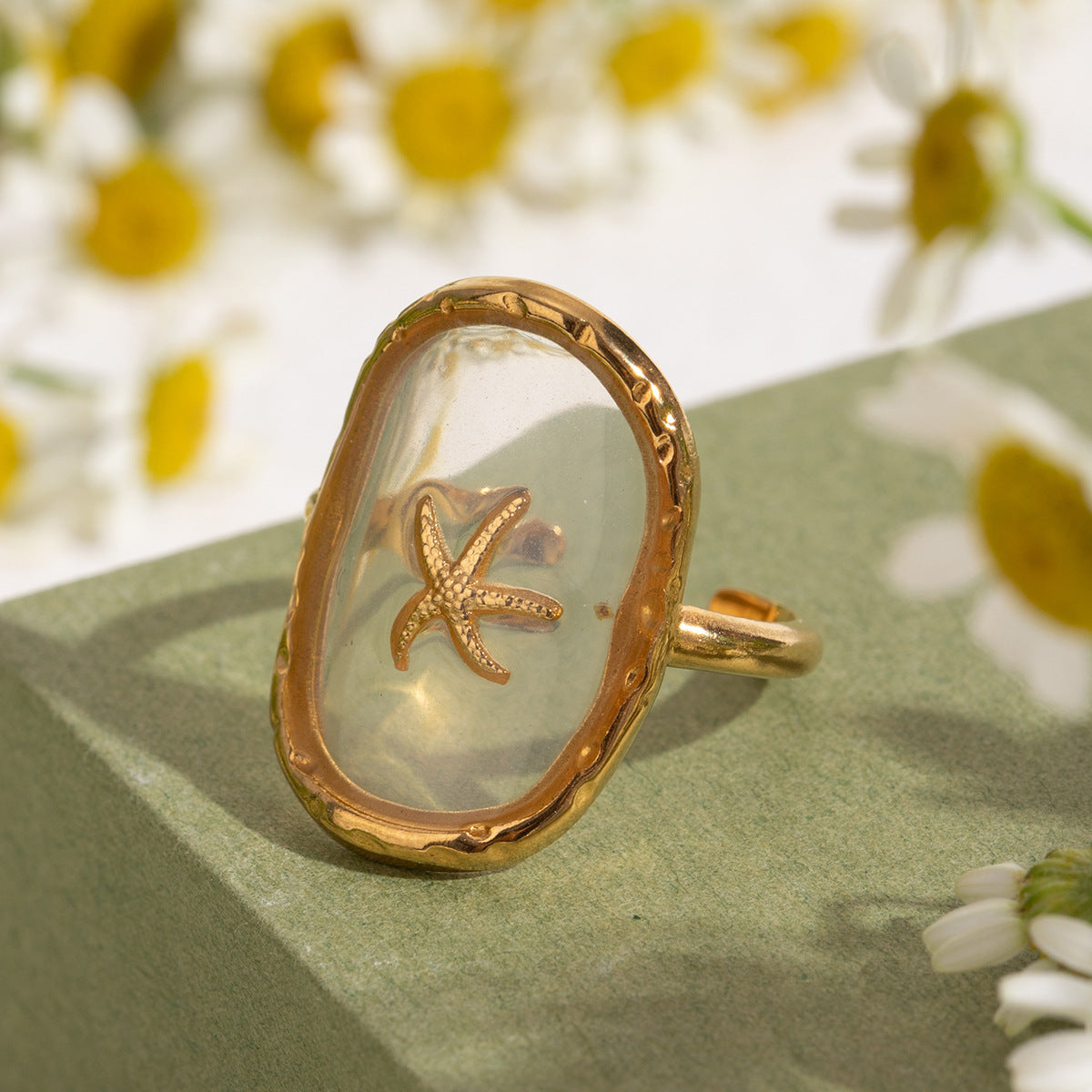 Stainless Steel Starfish Open Ring High Sense