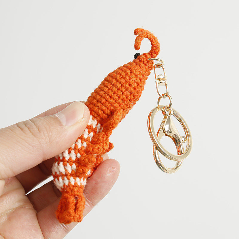 Wool Crocheted Prawn Keychain