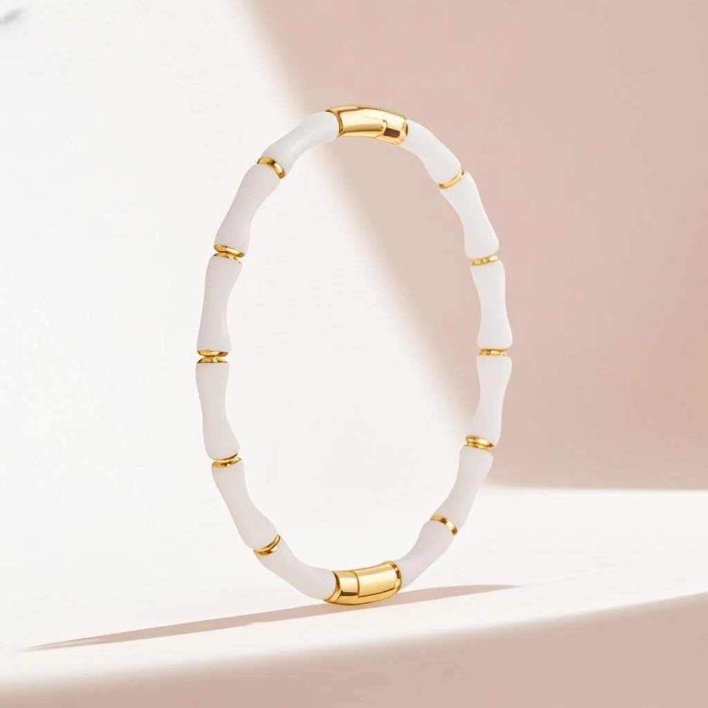 Stainless Steel Colorfast Handmade Colored Bamboo Bracelet