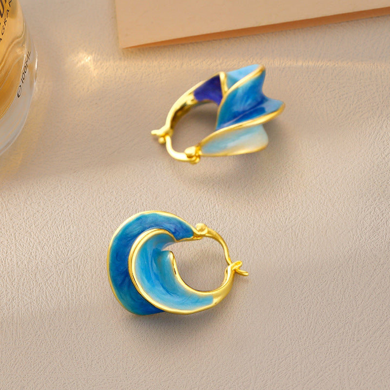 Retro Minority Temperament Wild Enamel Spira Earrings
