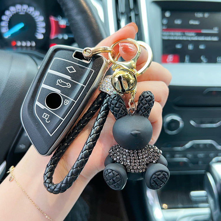 Cute Cartoon Diamond Rabbit Car Key Ring