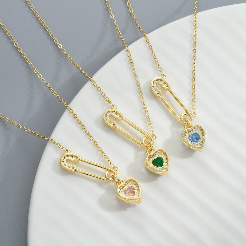 Real Gold Plating Inlaid Zircon Temperament Clavicle Chain Necklace