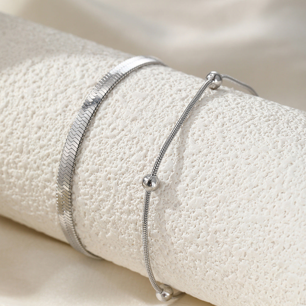 Simple Double Layer Snake Bone Anklet