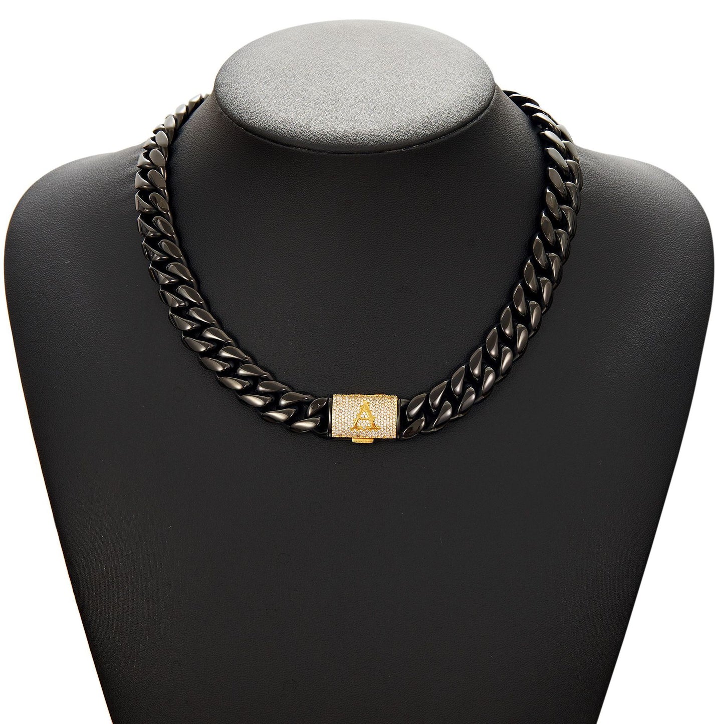 English Letter Flip Drill Buckle Cuban Bracelet