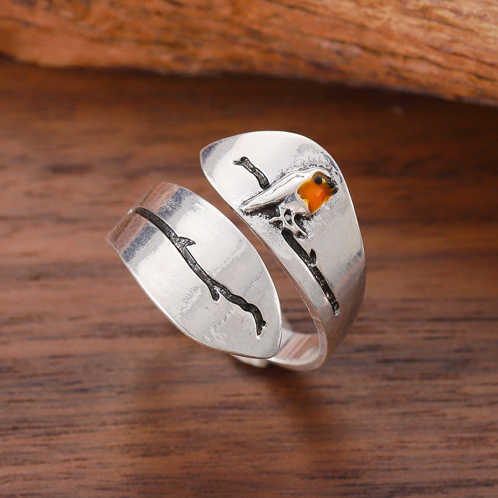 Punk Branch Bird Opening Adjustable Ring