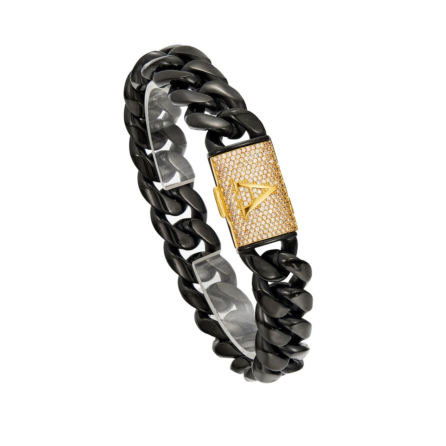 English Letter Flip Drill Buckle Cuban Bracelet