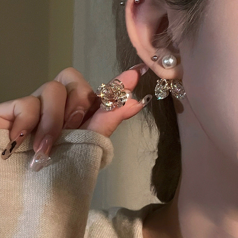 Fashion Personalized Zircon Heart Pearl Earrings