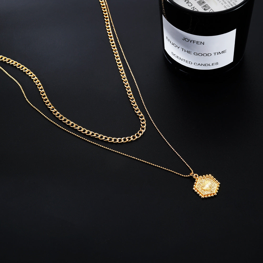 Double Layer Twin Clavicle Chain