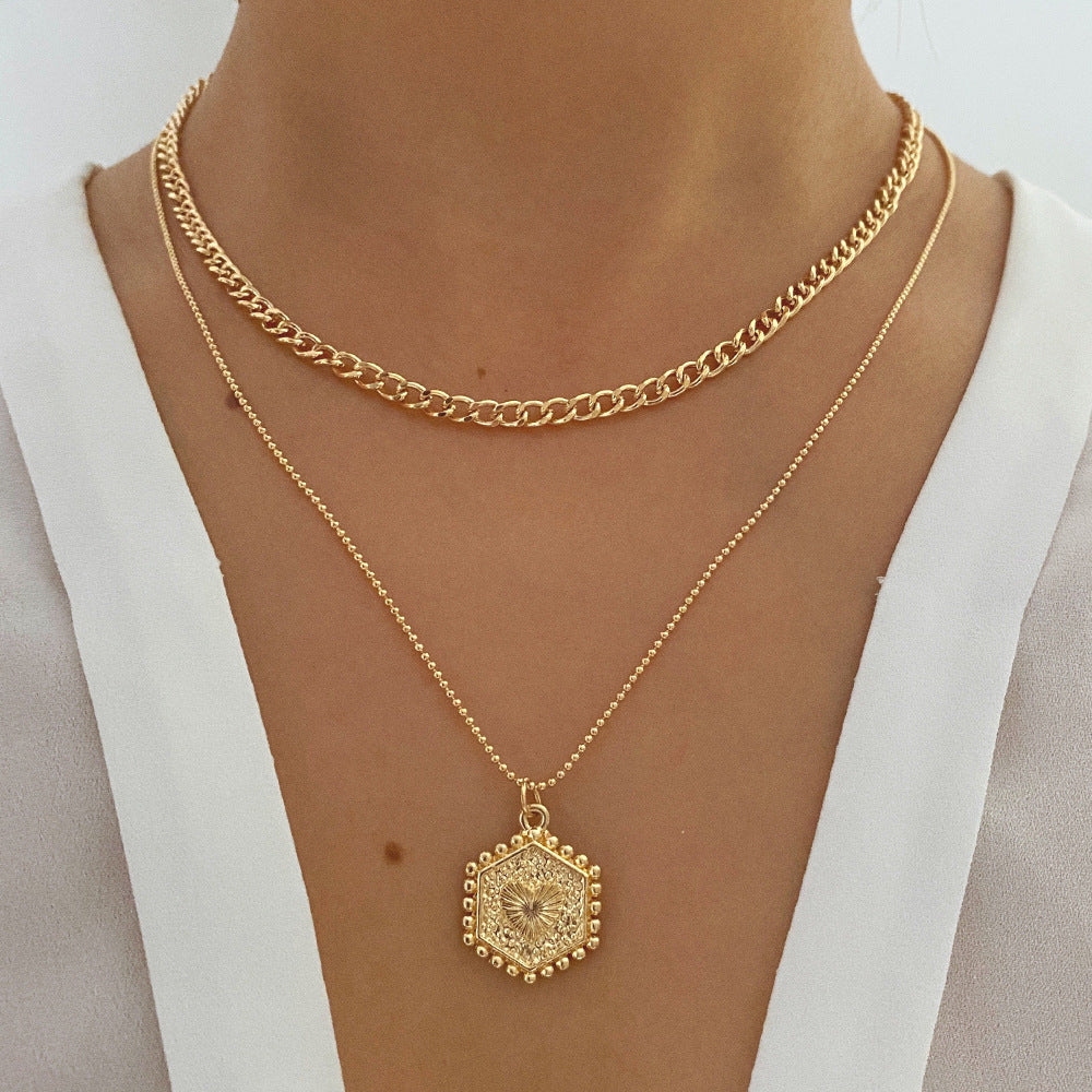 Double Layer Twin Clavicle Chain