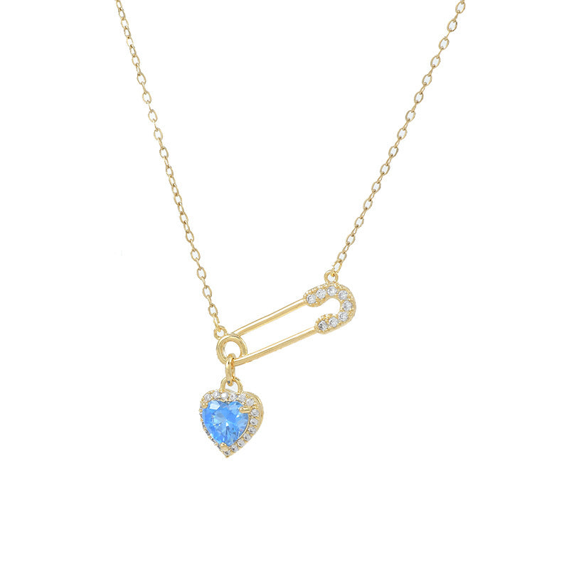 Real Gold Plating Inlaid Zircon Temperament Clavicle Chain Necklace