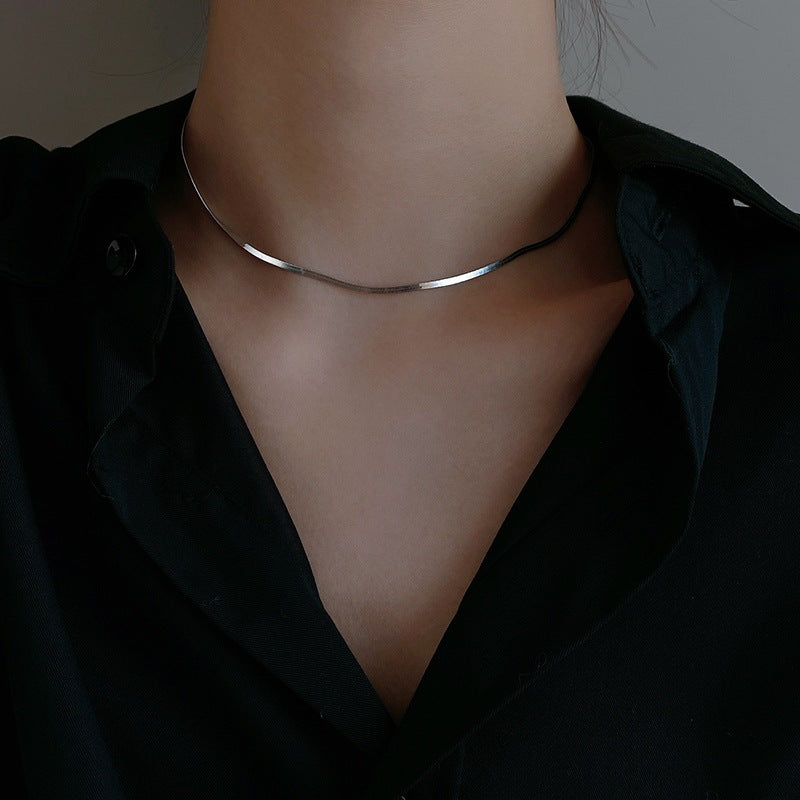 925 Sterling Silver Snake Bone Necklace