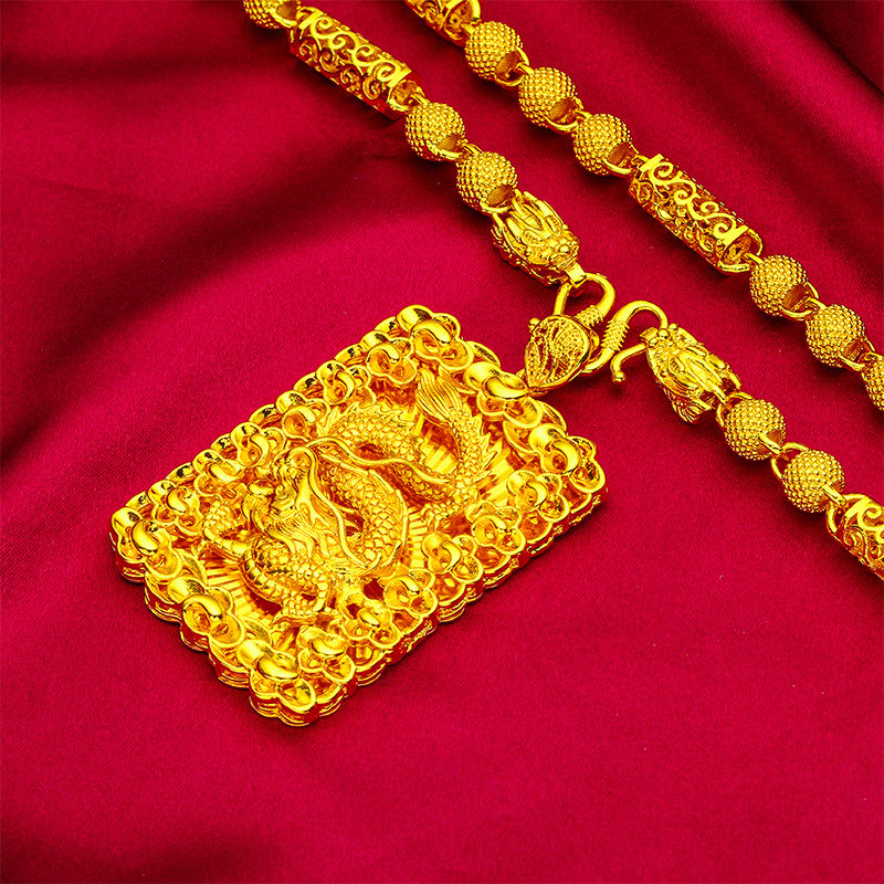 Dragon Pendant Dragon Head Necklace Domineering Alluvial Gold