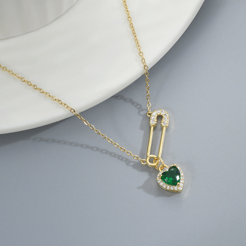 Real Gold Plating Inlaid Zircon Temperament Clavicle Chain Necklace