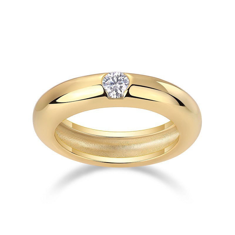 S925 Silver Plated K Yellow Moissanite Closed Women's Ring