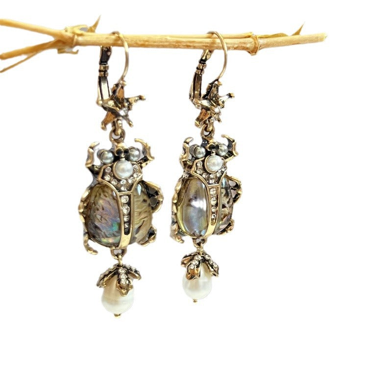 Vintage Court Style Shell Baroque Freshwater Pearl Earrings