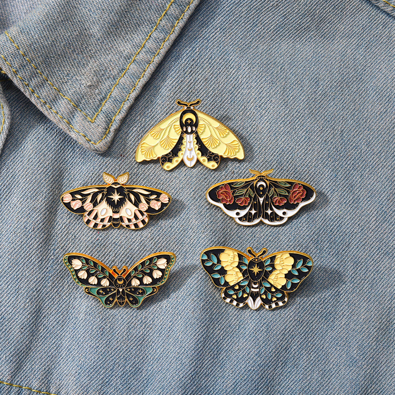 Cartoon Cute Moth Butterfly Insect Golden M Badge Biology Subject Student Bag Ornament Brooch Accessories