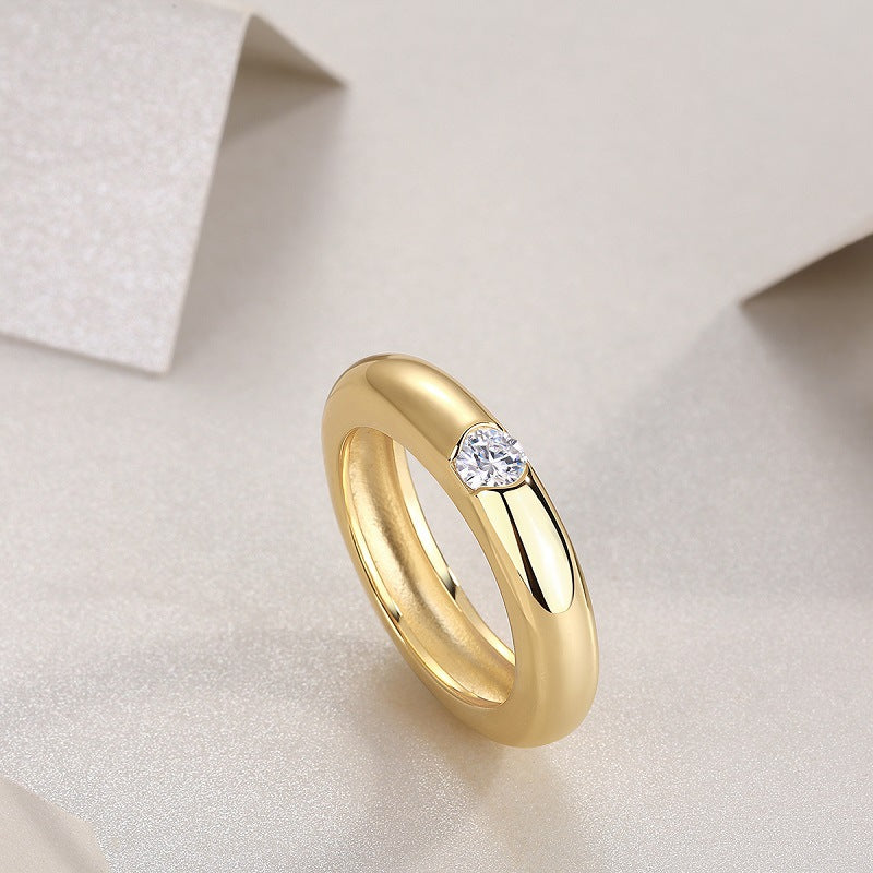 S925 Silver Plated K Yellow Moissanite Closed Women's Ring