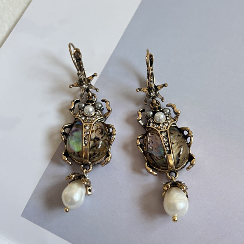 Vintage Court Style Shell Baroque Freshwater Pearl Earrings