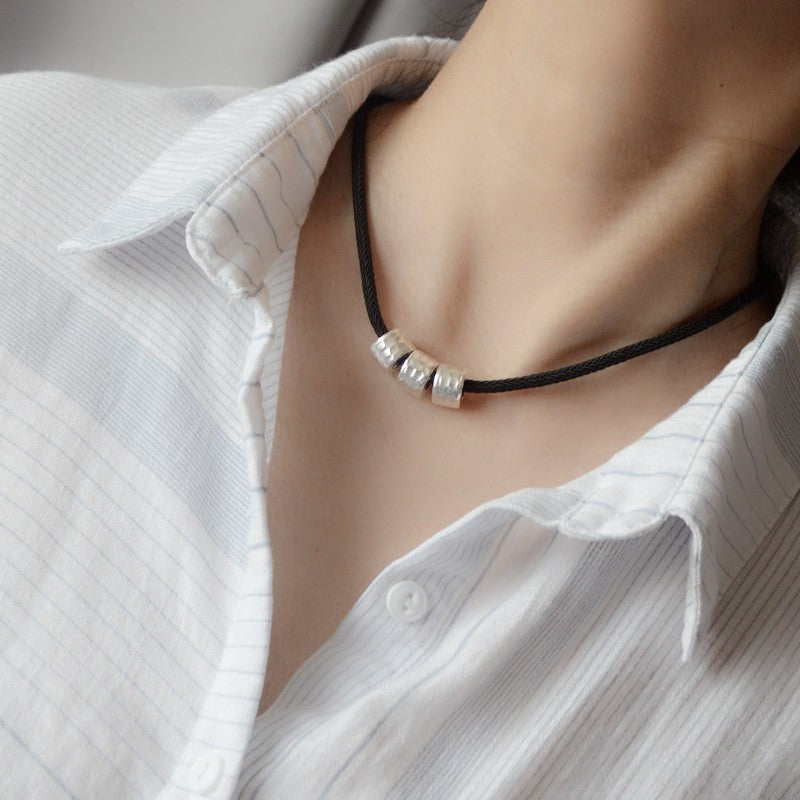 Silver Personality Clavicle Punk Feather Necklace