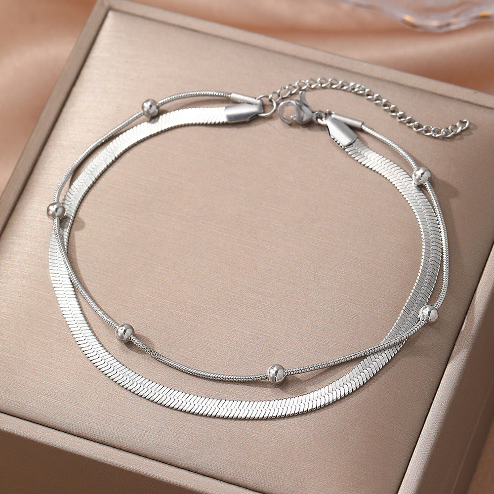 Simple Double Layer Snake Bone Anklet