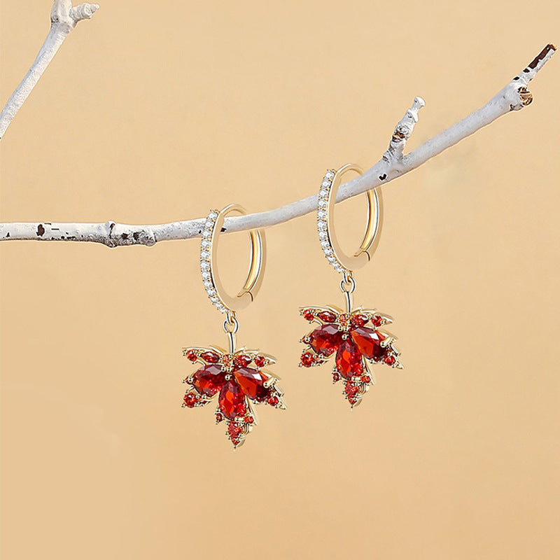 Red Maple Leaf Earrings