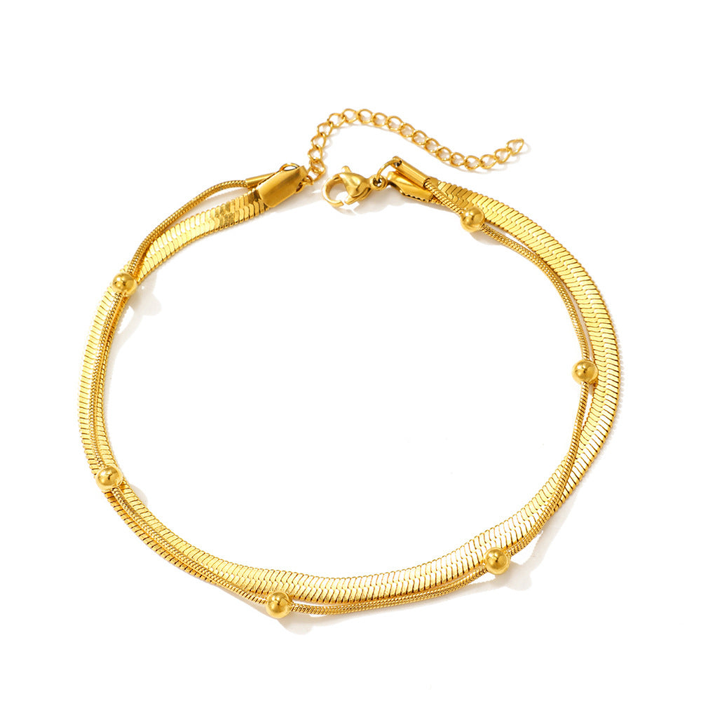 Simple Double Layer Snake Bone Anklet