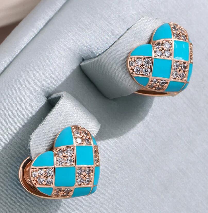Women's Fashion Best-seller Heart-shaped Plaid Stud Earrings