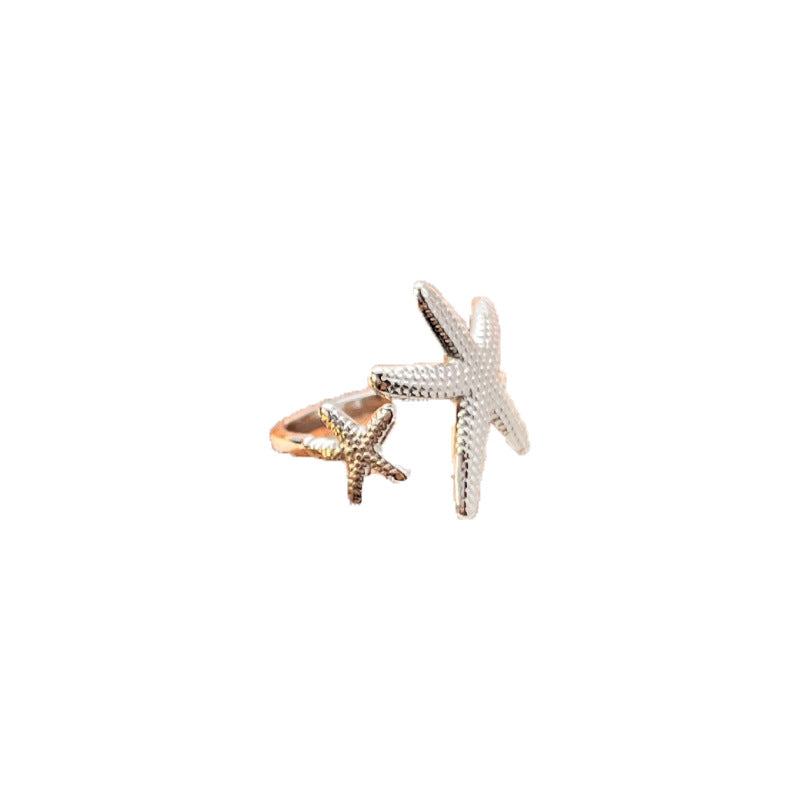 Beach Vintage Starfish Stainless Steel High Sense Ring