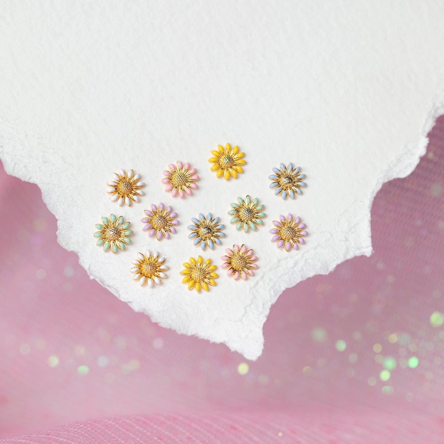 Pastoral Sunflower Dripping Oil Ear Bone Stud
