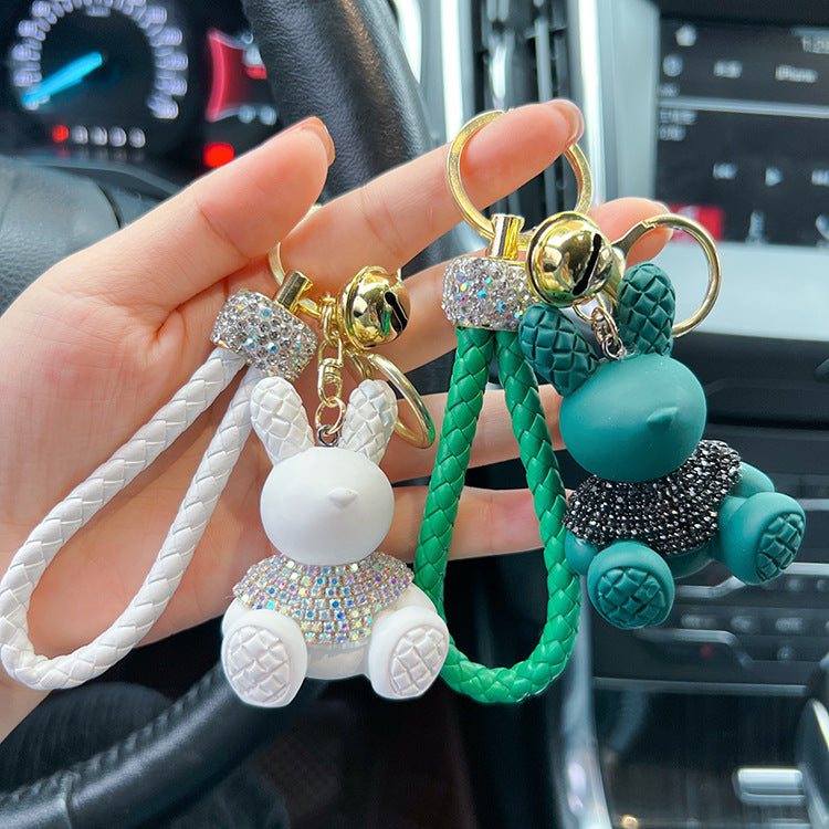 Cute Cartoon Diamond Rabbit Car Key Ring