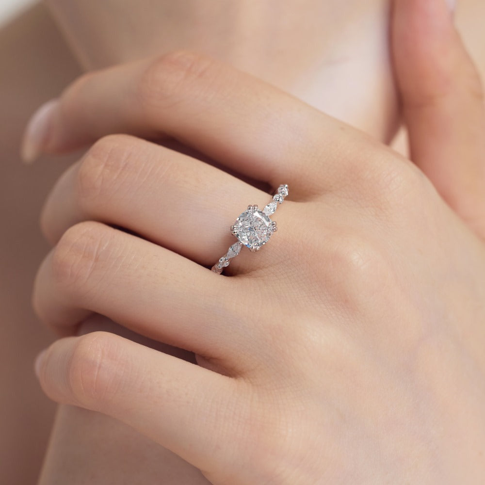 S925 Sterling Silver Round Zirconium Inlaid Wedding Ring