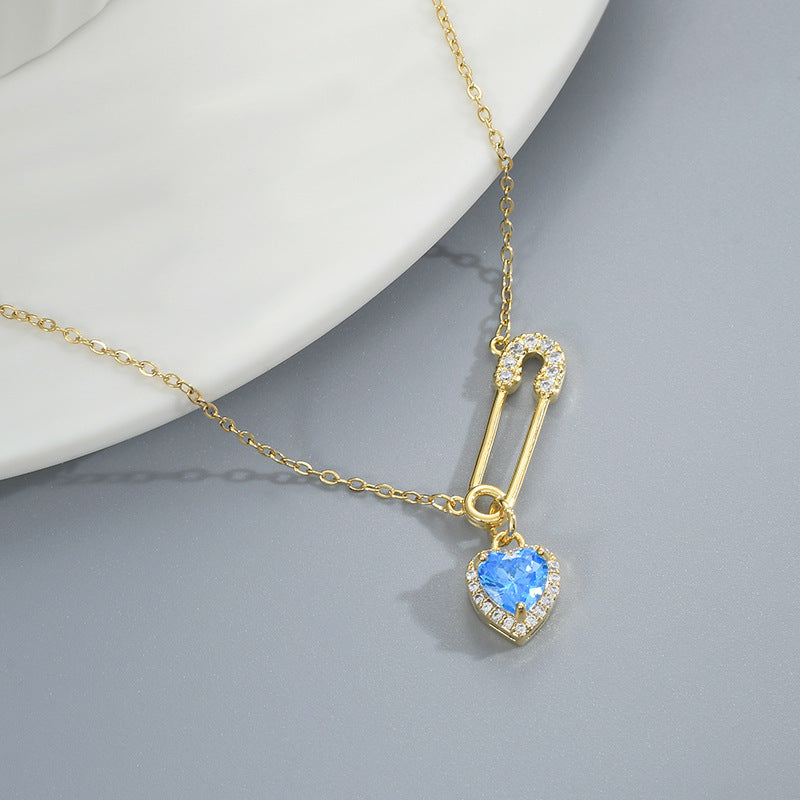 Real Gold Plating Inlaid Zircon Temperament Clavicle Chain Necklace