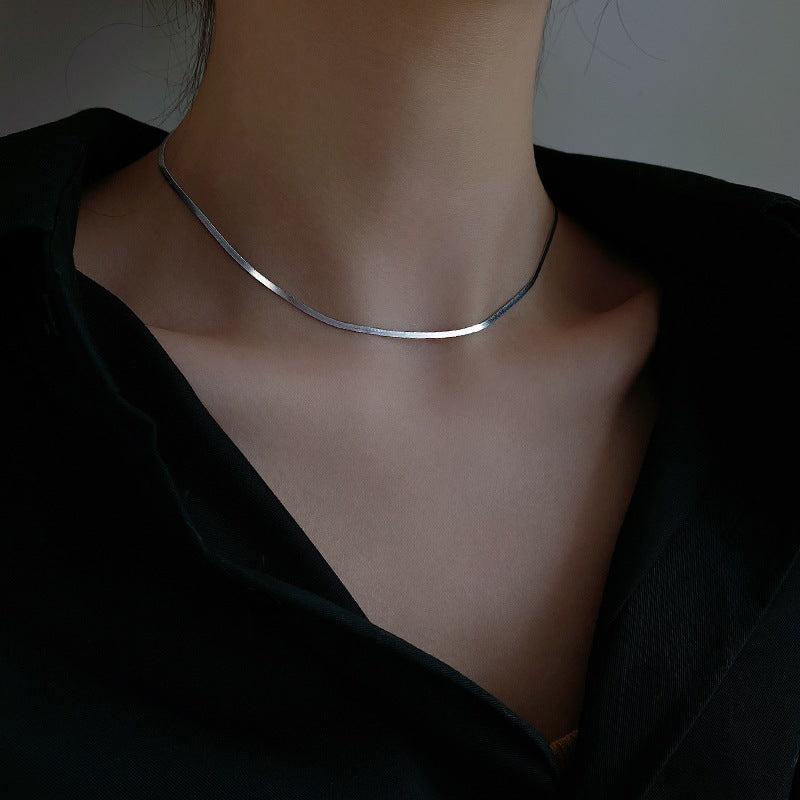 925 Sterling Silver Snake Bone Necklace