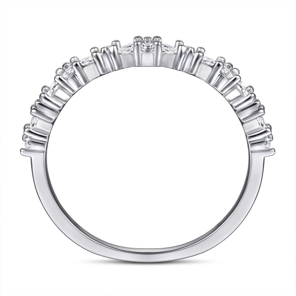 S925 Silver Diamond Flower Ring