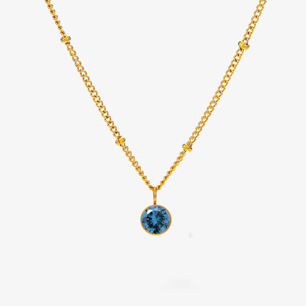 Birth Stones Titanium Steel Necklace