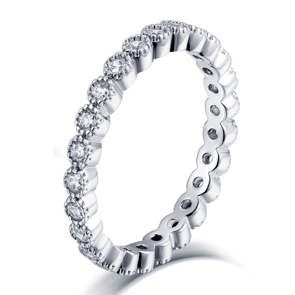 S925 Sterling Silver Women's Full Diamond Ring